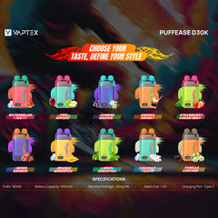 VAPTEX PUFFEASE D30000 Puffs Disposable Vape Wholesale - VZVAPE