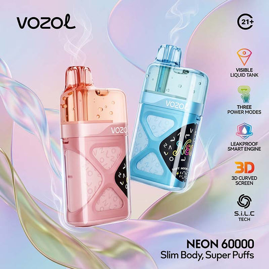 VOZOL Neon 60000: Visible Liquid Tank, 3 Power Modes, 5% Nic