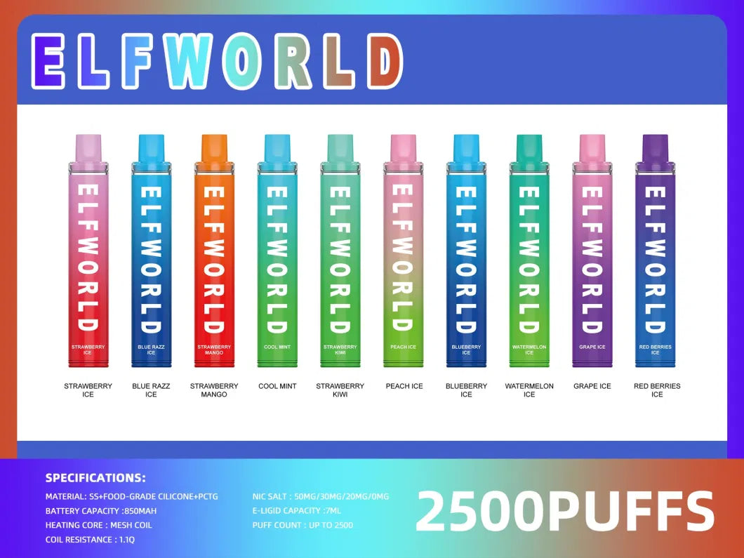 ELFWORLD MG 2500 Puffs Dosposable Vape Wholesale - Vapz Vape Wholesale