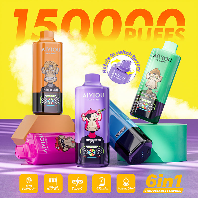 EU Warehouse WASPE AIVIOU 6 in 1 150K Puffs Disposable Vape Wholesale - [VzVape.com]