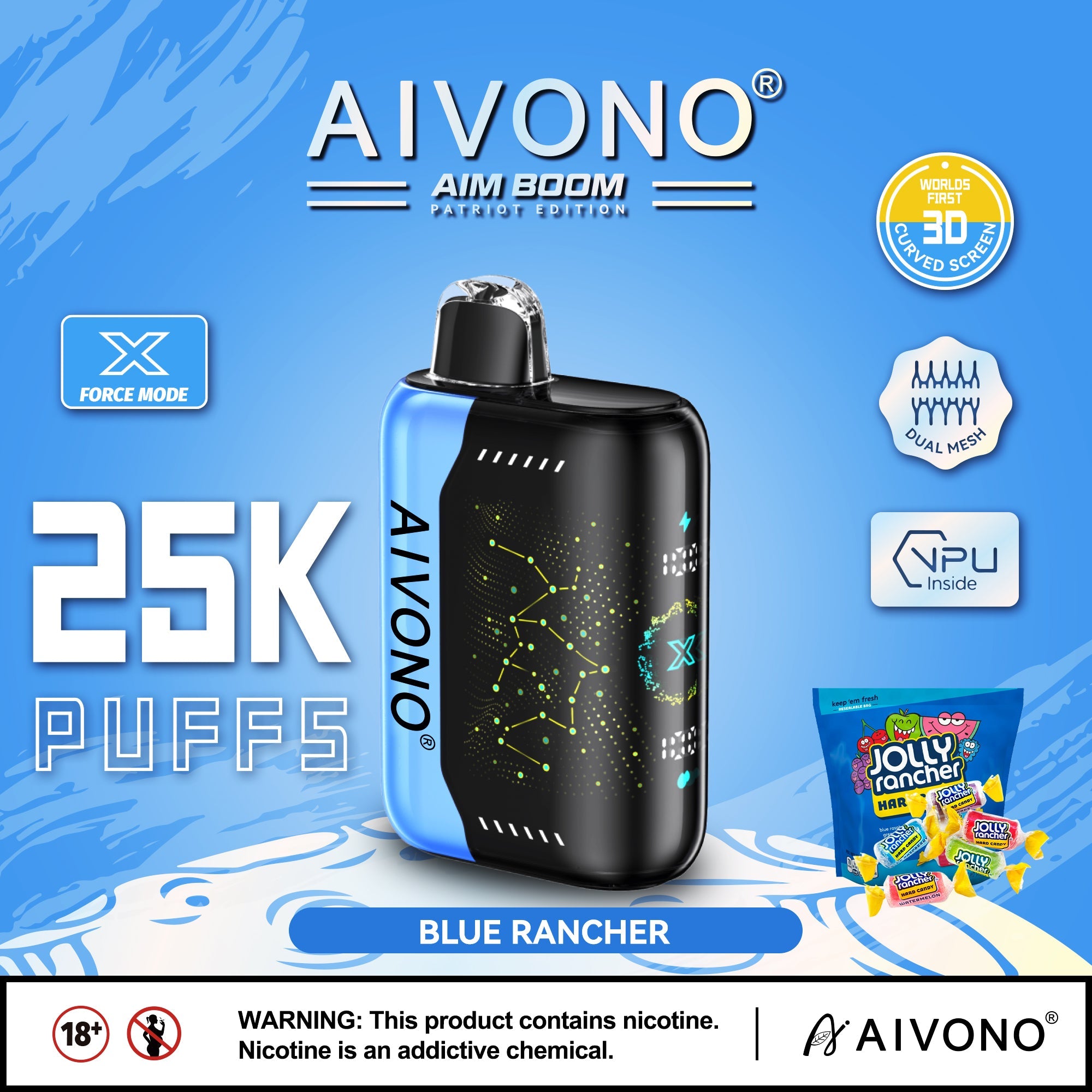 AIVONO AIM BOOM 25000 Puffs Patriot Edition Disposable Vape Wholesale - VZVAPE