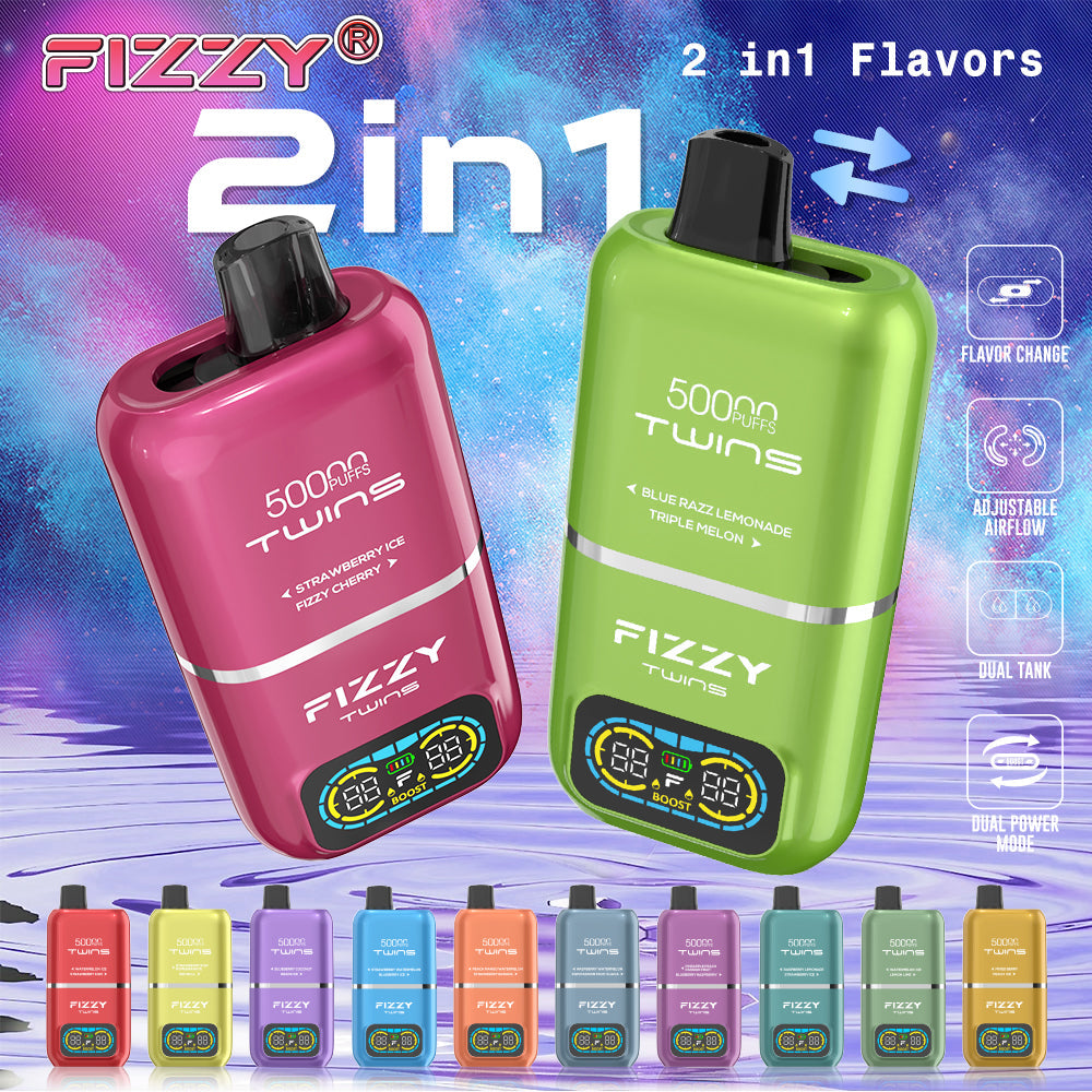 EU Warehouse FIZZY TWINS 50000 Puffs Disposable Vape Wholesale - [VzVape.com]