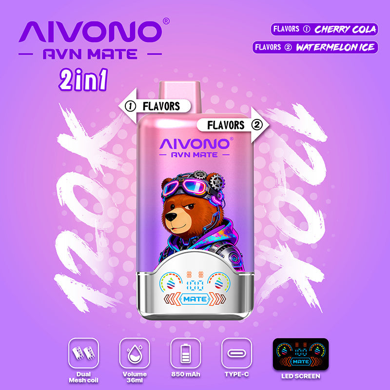 AIVONO AVN  MATE 2 IN 1 120KPuffs 36ml Disposable Vape Wholesale - [VzVape.com]