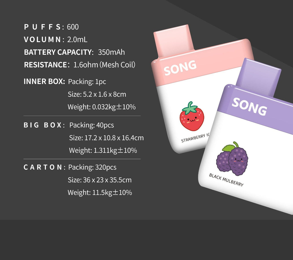 SONG Card Series A05 600 Puffs Disposable Vape Wholesale - Vapz Vape Wholesale