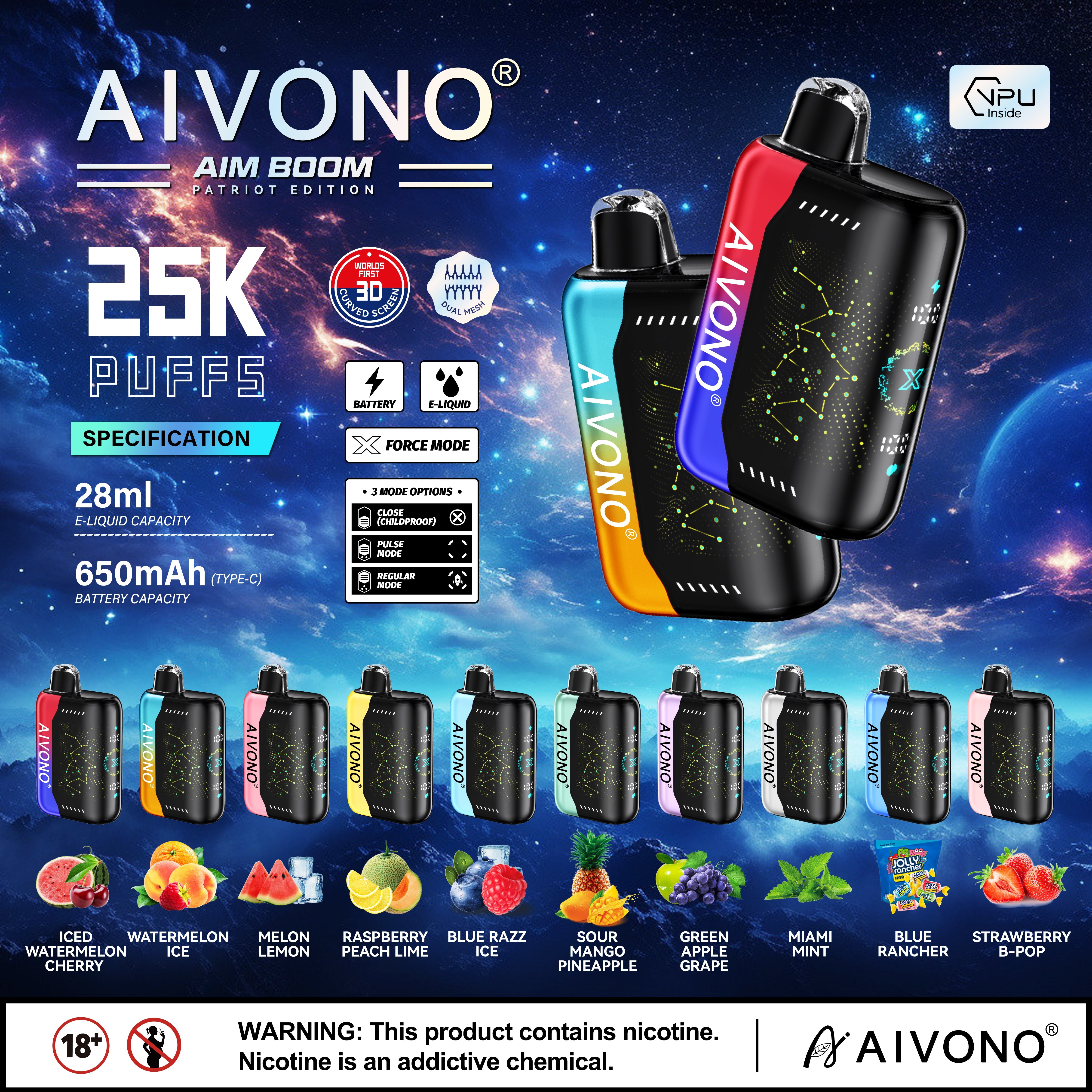 AIVONO AIM BOOM 25000 Puffs Patriot Edition Disposable Vape Wholesale - VZVAPE