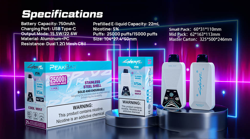 PEAKBAR CyberPro 25000 Puffs Disposable Vape Wholesale - Vapz Vape Wholesale
