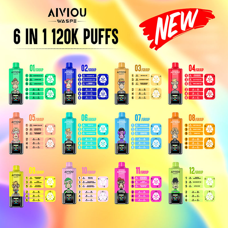 EU Warehouse WASPE AIVIOU 6 in 1 150000 Puffs Disposable Vape Wholesale - Vapz Vape Wholesale
