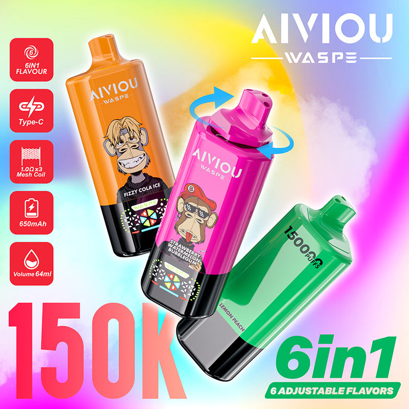 EU Warehouse WASPE AIVIOU 6 in 1 150000 Puffs Disposable Vape Wholesale - Vapz Vape Wholesale