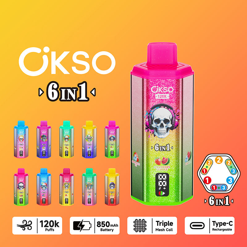OKSO 6in1 120k Puffs Disposable Vape Wholesale VzVape Wholesale OKSO 6in1 120k Puffs Disposable Vape Wholesale VzVape Wholesale