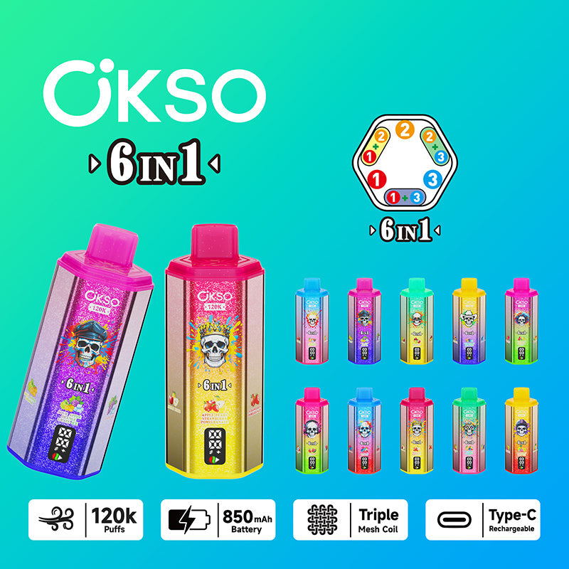 OKSO 6in1 120k Puffs Disposable Vape Wholesale VzVape Wholesale OKSO 6in1 120k Puffs Disposable Vape Wholesale VzVape Wholesale