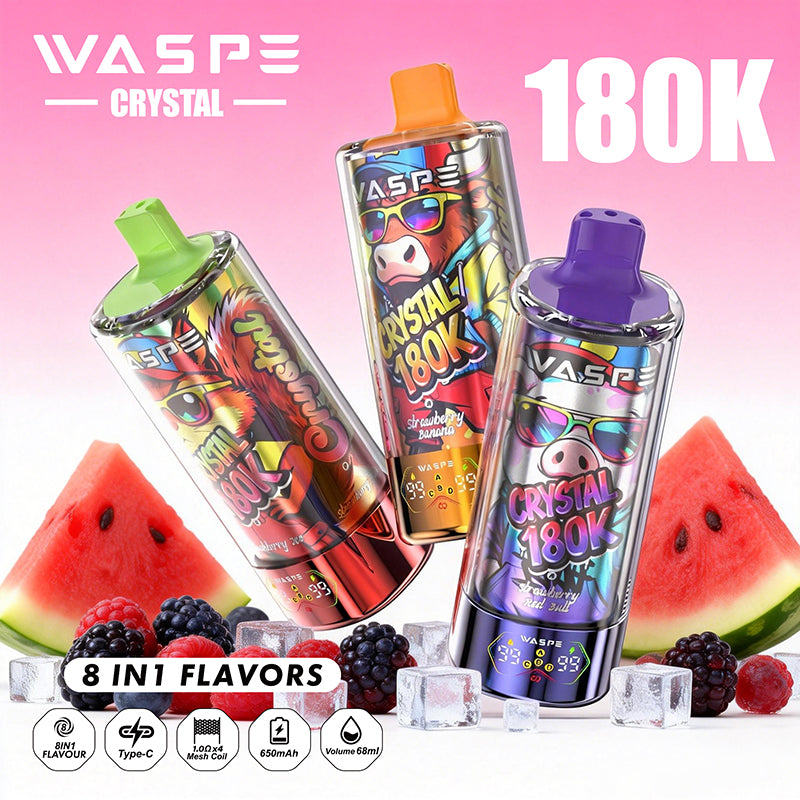 EU Warehouse WASPE Crystal 8 in 1  180K Puffs 68ml Disposable Vape Wholesale - [VzVape.com]