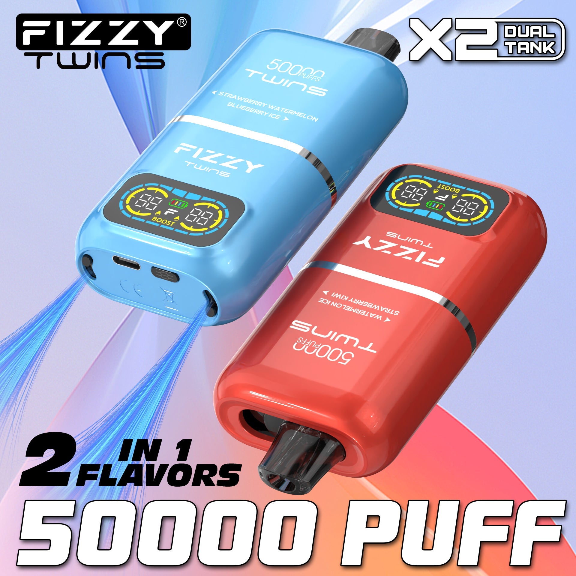 EU Warehouse FIZZY TWINS 50000 Puffs Disposable Vape Wholesale - VZVAPE