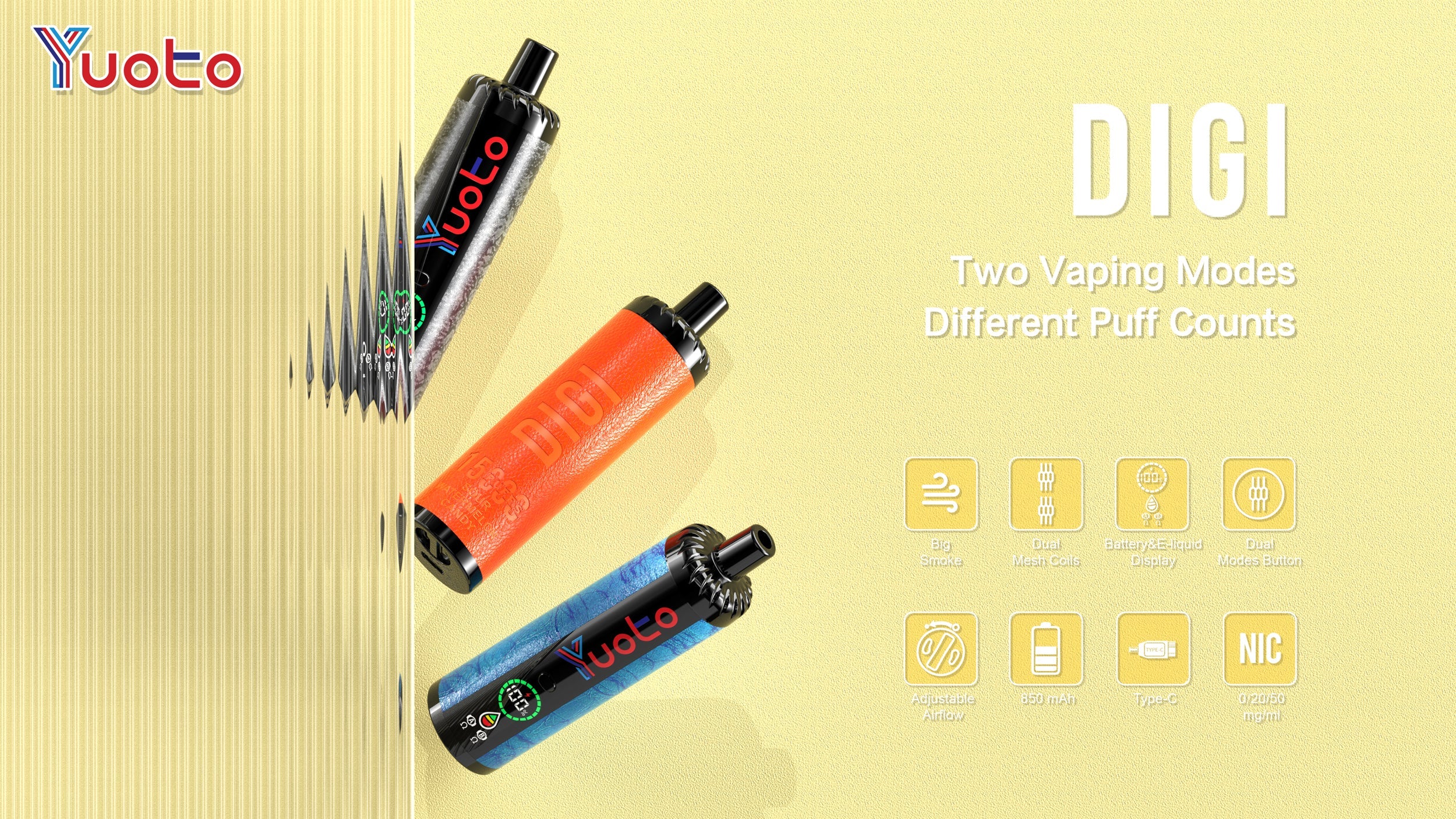 YUOTO DIGI 15000 Puffs Disposable Vape Wholesale - VZVAPE