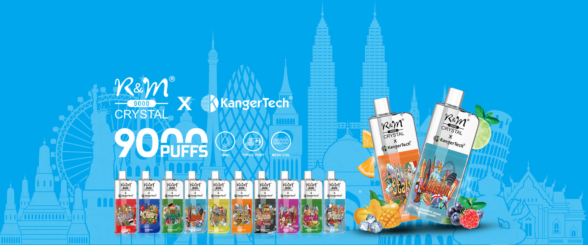 R&M CRYSTAL 9000 Puffs Disposable Vape Wholesale - VZVAPE
