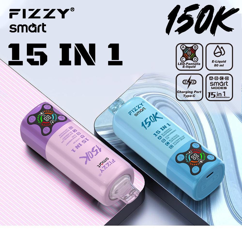 EU Warehouse FIZZY SMART 15 IN 1 150k Puffs 80ml Disposable Vape Wholesale - [VzVape.com]