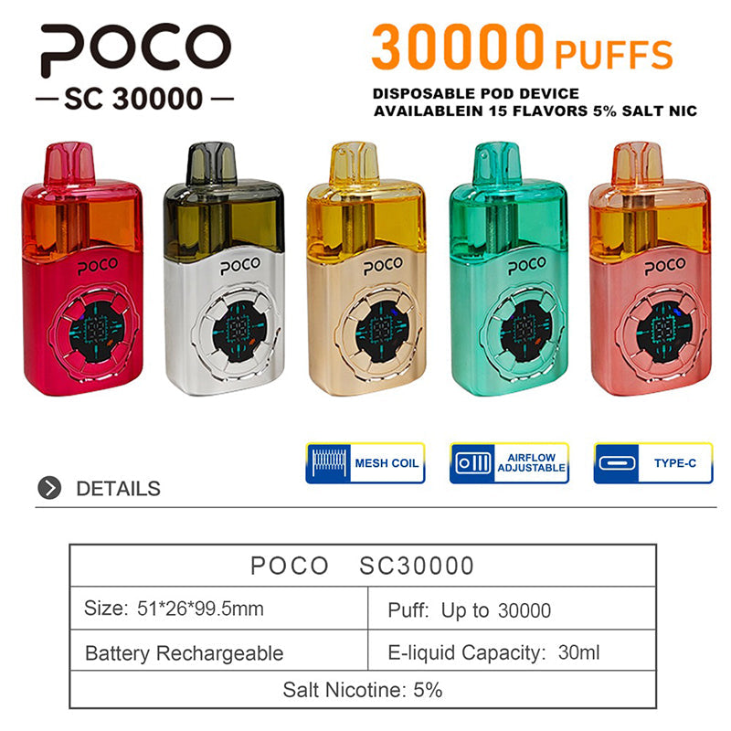 EU Warehouse POCO SC 30000 Puffs Disposable Vape Wholesale - [VzVape.com]