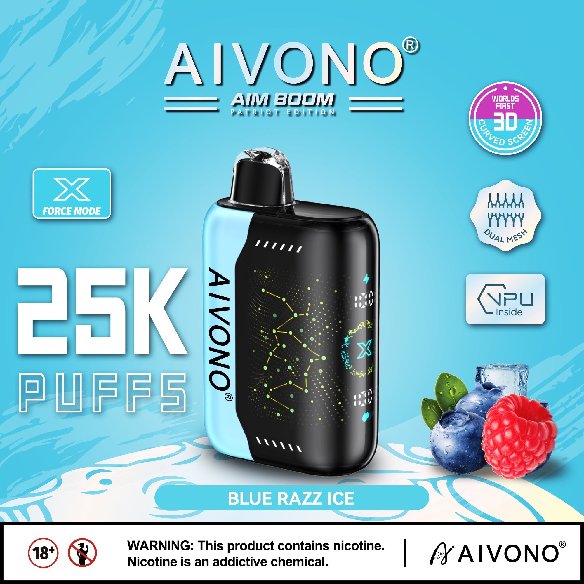 AIVONO AIM BOOM 25000 Puffs Patriot Edition Disposable Vape Wholesale - Vapz Vape Wholesale