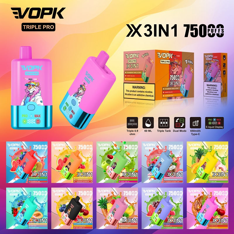 VOPK TRIPLE PRO 75000 Puffs Disposable Vape Wholesale - Vapz Vape Wholesale