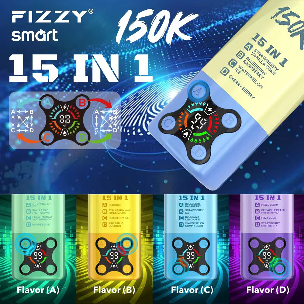 EU Warehouse FIZZY SMART 15 IN 1 150k Puffs 80ml Disposable Vape Wholesale - [VzVape.com]