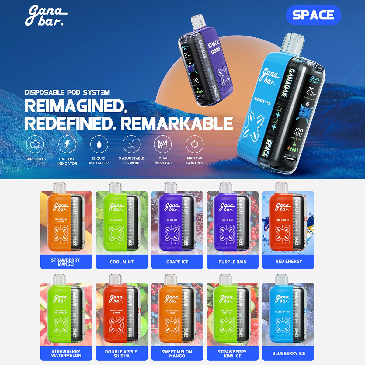 Tugboat GANABAR SPACE 18000 Puffs Disposable Vape Wholesale - VZVAPE