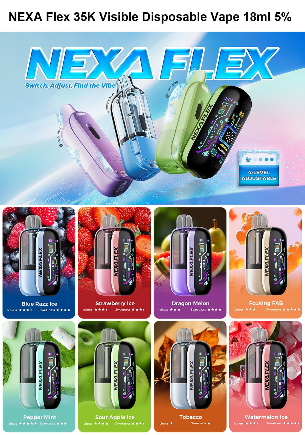Nexa Flex Flavor Booster 40000 Puffs Ice Master Disposable Vape Wholesale - Vapz Vape Wholesale