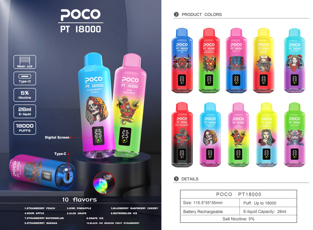 EU Warehouse POCO PT 18000 Puffs Disposable Vape Wholesale - [VzVape.com]