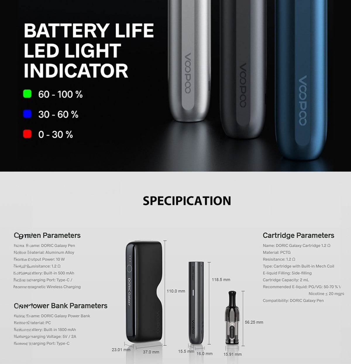 VOOPOO Doric Galaxy Pod Device System with Power Bank Wholesale - VZVAPE