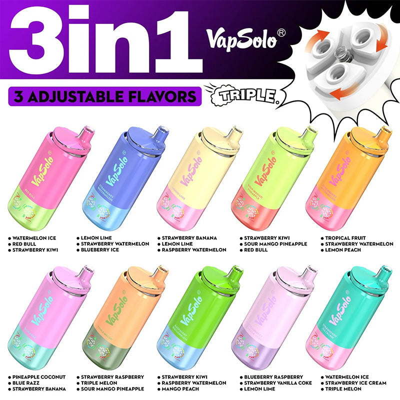 Vapsolo Triple 30000 Puffs 3in1 Flavor Disposable Vape Wholesale - [VzVape.com]