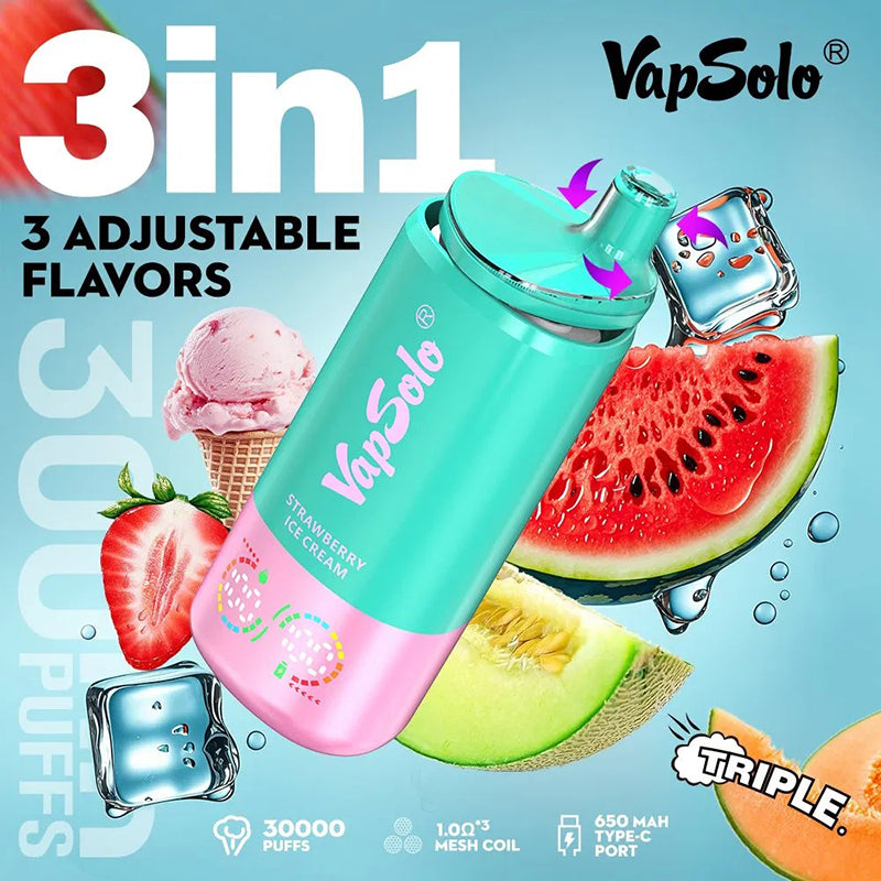Vapsolo Triple 30000 Puffs 3in1 Flavor Disposable Vape Wholesale - [VzVape.com]
