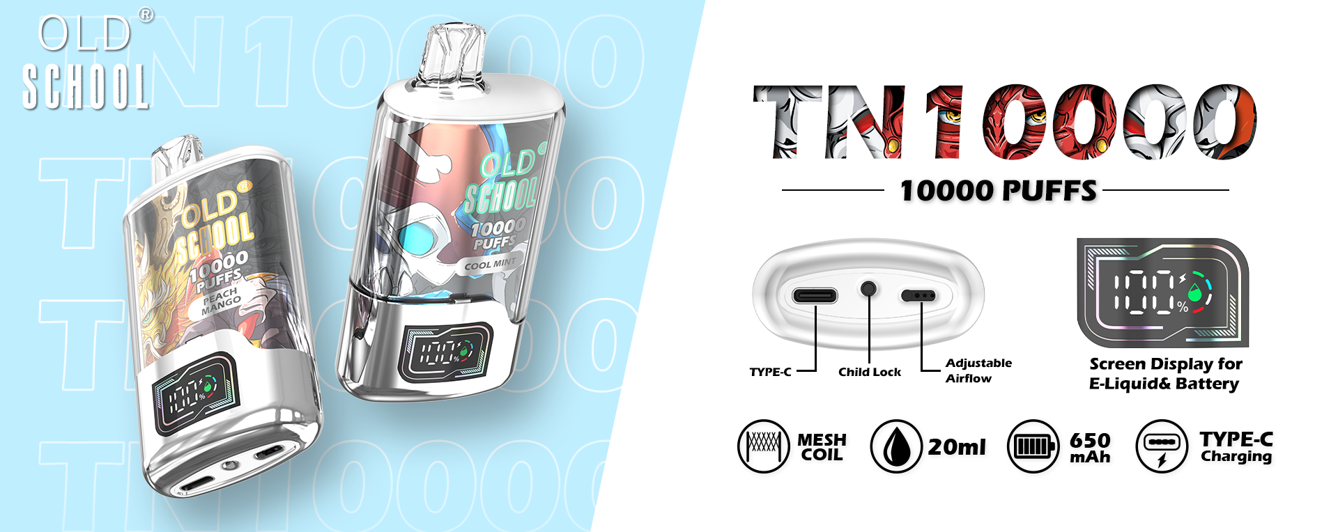 OLD School TN10000 Puffs Disposable Vape Wholesale - VZVAPE