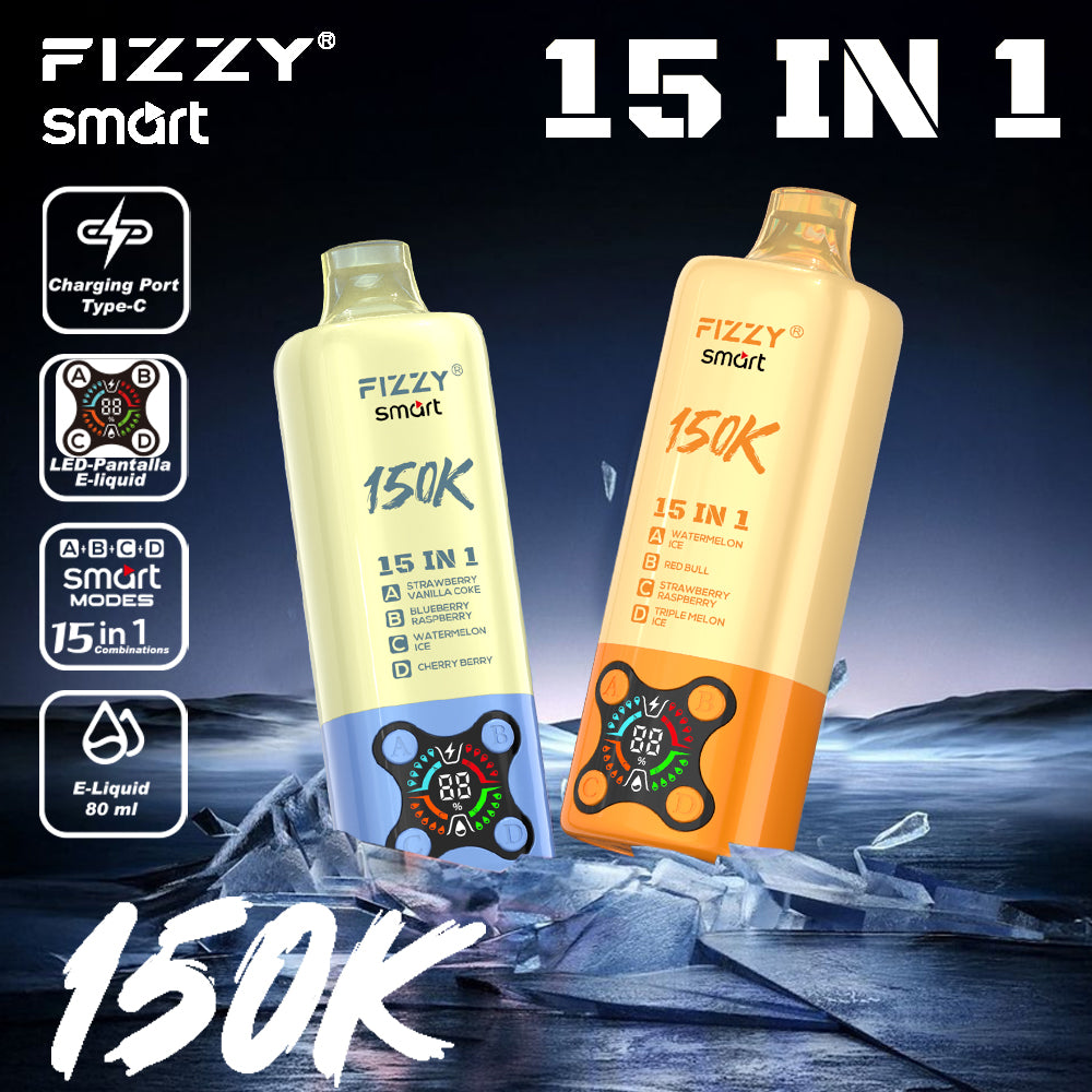 EU Warehouse FIZZY SMART 15 IN 1 150k Puffs 80ml Disposable Vape Wholesale - [VzVape.com]