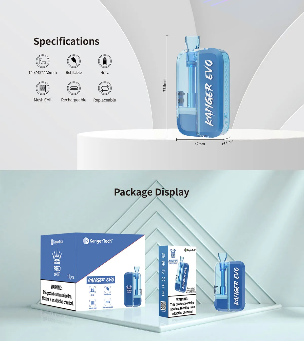 Kanger EVO 4ML Refillable Vape Wholesale - VZVAPE