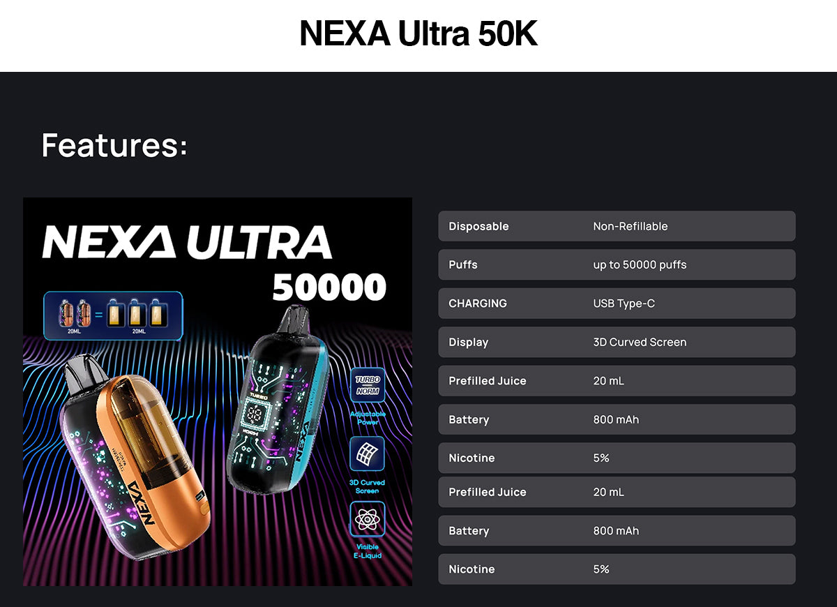 NEXA Ultra 50000 Puffs Disposable Vape Wholesale - Vapz Vape Wholesale