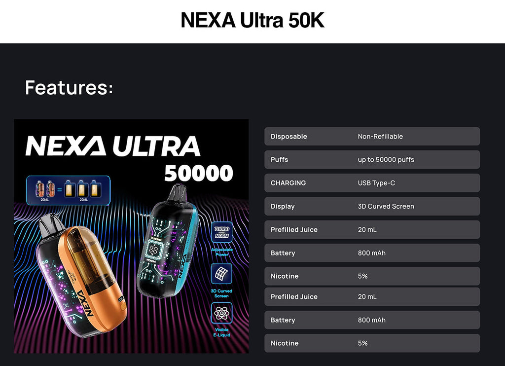 NEXA Ultra 50000 Puffs Disposable Vape Wholesale - Vapz Vape Wholesale