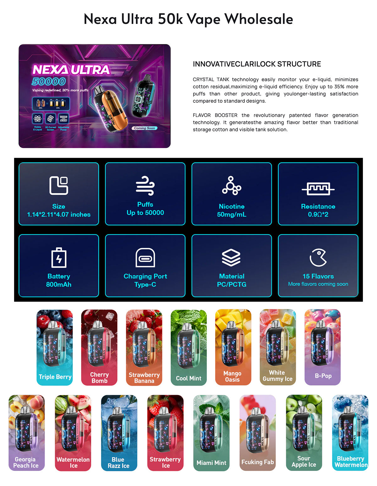NEXA Ultra 50000 Puffs Disposable Vape Wholesale - Vapz Vape Wholesale